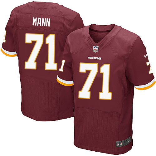 Men's Elite Charles Mann Nike Jersey Burgundy Red Home - #71 NFL Washington Redskins